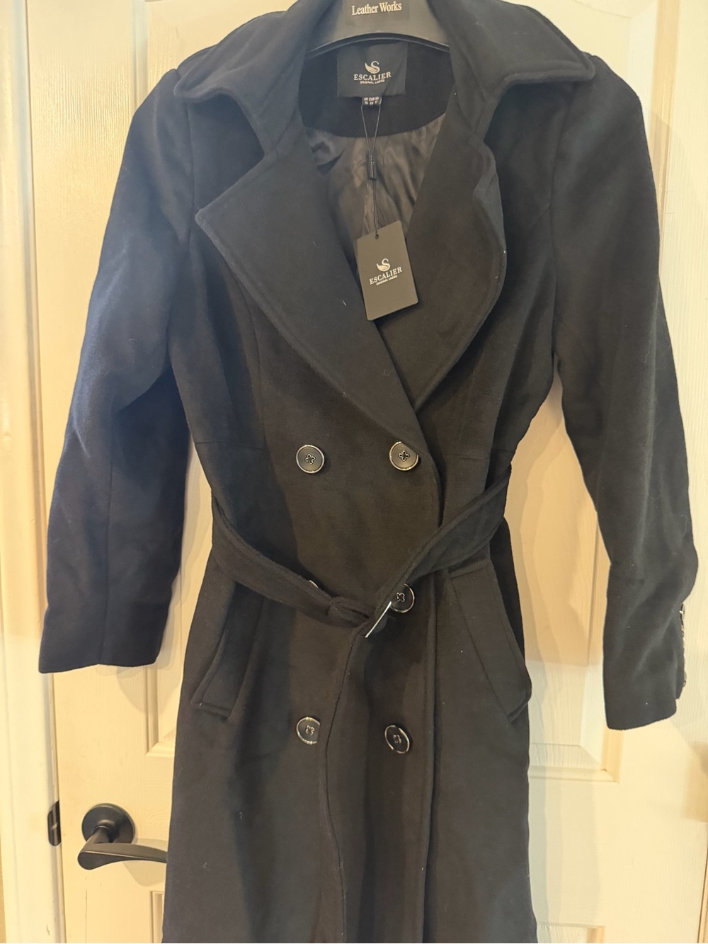 Escalier Women's Black Wool-Blend Pea Coat